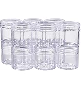 BENECREAT 12 Pack 1.7"x1.73" (40ml) Empty Clear Plastic Bead Storage Container jar with Rounded S...