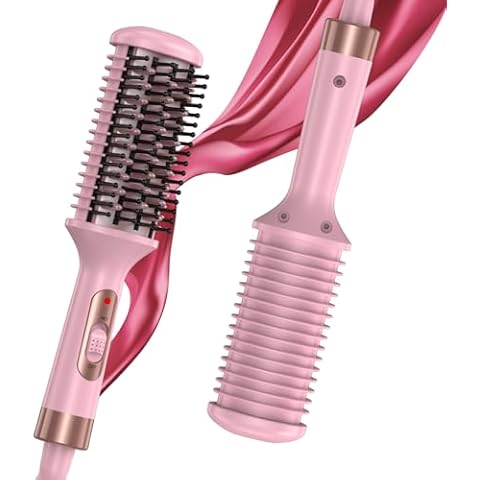 Straightening Brush, Mini Hair Brush Straightener for Women, Dual Voltage Hair Straightener Comb (110-240V), Mini Flat Iron Brush Straightener, Anti Frizz Heated Hair Brush for All Hair Types (PG) Cover