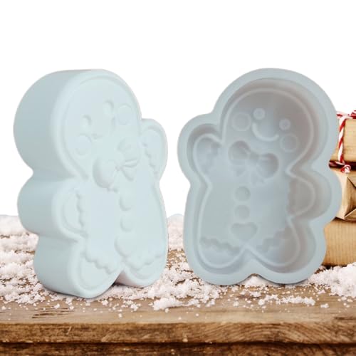 Moldes de Resina Navideños | Molde de Hombre de Jengibre en Silicona - Suministros para Manualidades Decoración Navideña para Adultos Niños Arte en Yeso Cera Jabón Arcilla Manualidades Decoración del