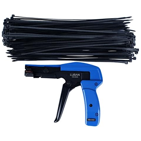 LUBAN Cable Wire Tie Gun With Cable Ties, Professional Fastening Cable Install and Cut Plastic Nylon Ties Tool Cover