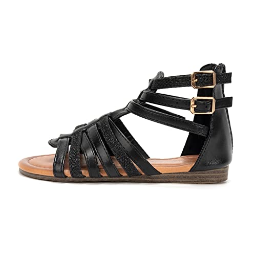 Image of FUNKYMONKEY Girls Gladiator Strap Sandals Flat Thong Cross Strappy Sandals