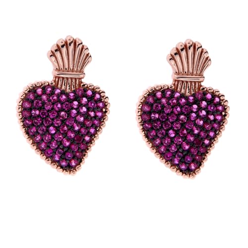 Boucles d'oreilles Sacrum Cor argent rose hypoallergénique contre les allergies