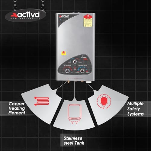 Image of ACTIVA Instant Gas Water Geyser, 6 Ltr Tank, Low Pressure Gas Geyser, ISI Marked Cooper Element, 5 Star Rated, Auto Cutt off,Anti Rust Coating to save...