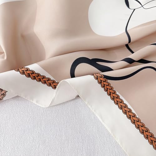Image of Printed Poly Silken feel Scarf Stole for Women | Stylish, Soft, & Lightweight | Satin Feel Neck Scarf, Hair Scarf, Head Scarf for Women | Square Silk Stole for Handbag