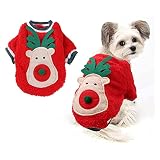 Disfraz Perro Navidad, Forro Polar Coral Jersey Perro Mediano Ropa Perro Navidad con Patrón Renos, Disfraz Navidad Perro Jersey Navidad Perro para Perros Medianos, Cachorros, Gatos (Talla M)