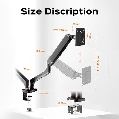 Image of iVOOMi Power X2 Black Dual Monitor Stand for Desk with 100 x 100mm VESA Mount, Adjustable Gas Spring Monitor arm with Grommet Mounting Base for 15-34'' 2-20 kgs Screens, 1 Year Warranty
