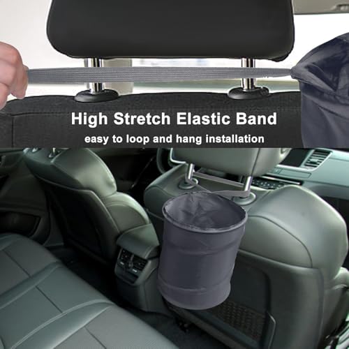 Image of Car Trash Can, 2 Packs Mini Car Garbage Can, Collapsible Trash Bin | Pop-Up Trash Can for Car Front Back Seat, Portable Car Trash Bag Hanging for Vehicle SUV Rv Truck Accessories Interior, Grey