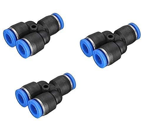 8mm Pneumatic Y Union Push to Connect quick Connector Air Fitting 3 Way Port Tube Plastic Splitter Pipe Joint Connector (3- Pcs)