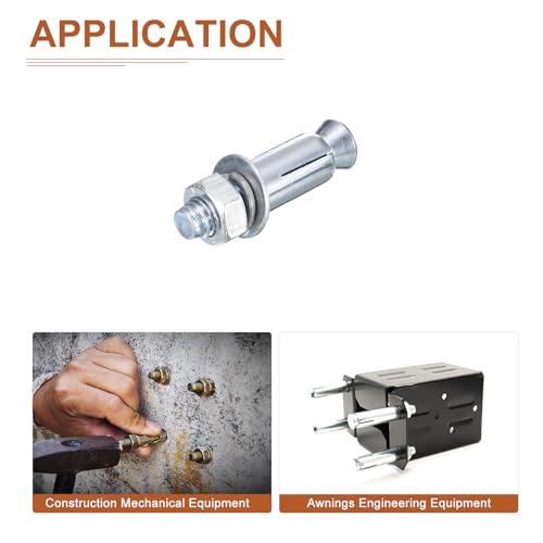 1234 x 2-1434 hex nut sleeve anchors - 4pack - good for concrete dry brick block walls - carbon steel - silver