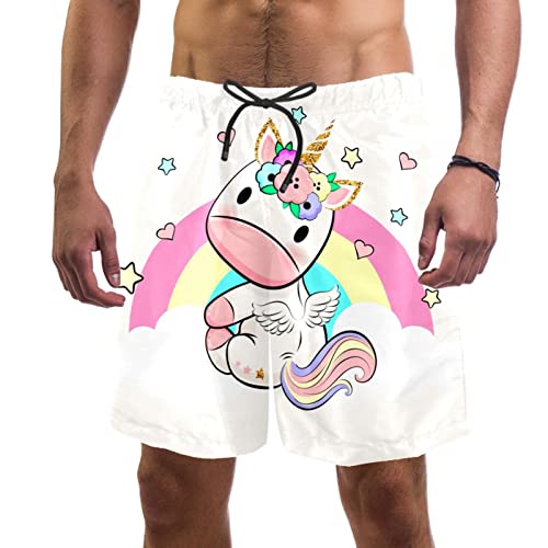 Maillots de bain pour hommes JDEZ à séchage rapide motif licorne tendre