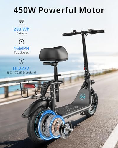 Gyroor Electric Scooter for Adults & Teens with Seat, 450W