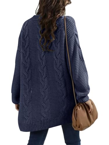 Image of Womens Oversized Chunky Open Front Cardigan Sweaters Cable Knit Long Sleeve Cardigans Outwear Coats