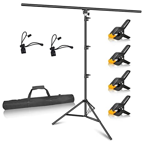 FUDESY T-Shape Backdrop Stand Kit 2.6M x 1.5M / 8.5 x 5ft, Adjustable Green Screen Stand with Background Clamps, Portable Back Drop Holder for Photography, Photo Studio, Video, Photoshoot, Booth Cover