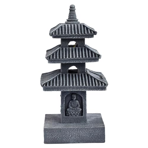 Lanterne japonaise pagode extérieure solaire LED grise - 8