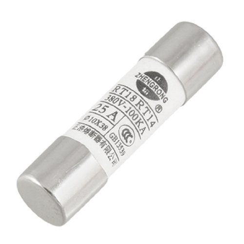 sourcing map 10mm x 38mm 380V 25A Céramique Tube Cylindrique Fusible Liens, Fusible à Cartouche Tube en Céramique 5pcs