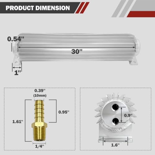 Image of 30'' Aluminum Finned Transmission Oil Coolers Dual Pass