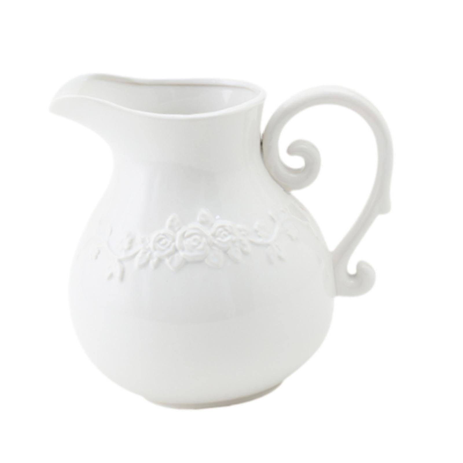 Vase à Fleurs En Céramique Blanche, Vase Décoratif, Pichet Vase Fleurs Séchées Vase Porcelaine, Vase Décoration de Table, Vase En Porcelaine, pour Maison Chambre Décor de Mariage, Styles courts