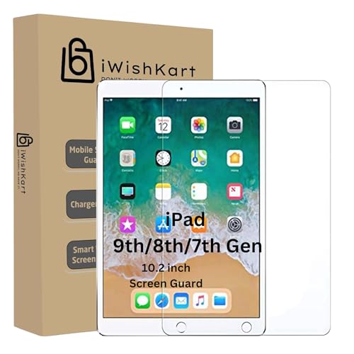 Image of compatible with Apple iPad 10.2 Inch 9th / 8th / 7th Gen Tempered Glass Screen Protector Guard Full Screen Coverage Easy Installation kit | i Pad 10.2 inch tab /tablet ka gilas cover | Premium Accessories