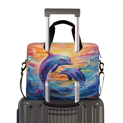 Bolso maletín para laptop con pintura de delfín miniatura 3