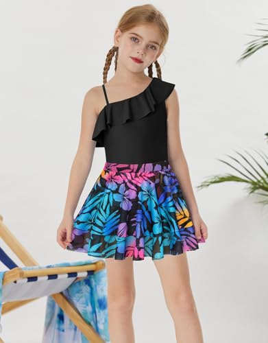 Image of GRACE KARIN Girls One Piece Swimsuits with Mesh Skirt Bathing Suit Swimwear 6-14Y