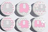 Pink Elephant Drawer Pulls/Elephant Nursery Decor Ceramic Cabinet Drawer Knobs, 6 Set (Pink Elephants)