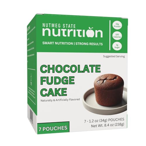 Nutmeg State Nutrition - High Protein Chocolate Mug Cake Mix, 15G Protein, 120 Calories, 3G Sugar, Low Fat, 7 Servings Per Box (1 Box (7 Servings), Chocolate Fudge Cake)