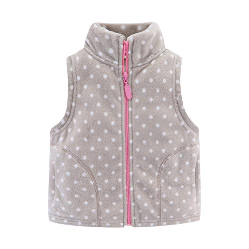 Mud Kingdom Lightweight Fleece Vest For Toddler Girls Polka Dots Beige 4T cover