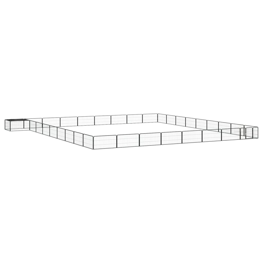 36-TLG. Parque para perros de acero con recubrimiento en polvo, 100 x 50 cm, negro, con techo de polietileno, seguro para cachorros y perros, plegable, ampliable, ideal para jardín