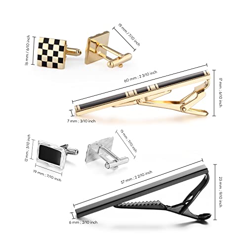 Image of UJOY Mens Tie Clip and Cufflink Set 12 PCS, Shirts Necktie Bar Pins Cuff Link Buttons, Wedding Businesss Gift for Men