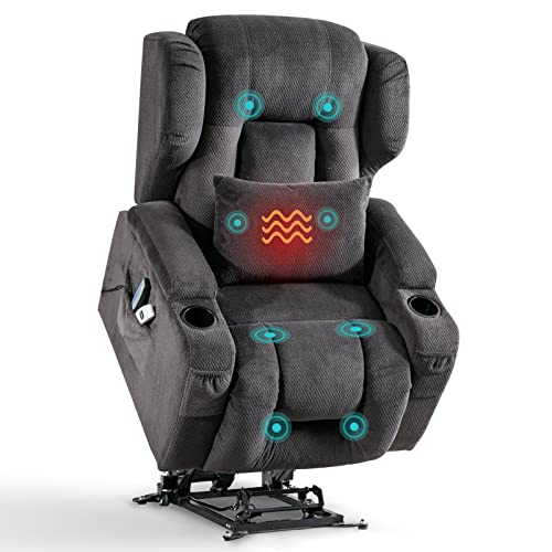 Oqqoee Power Lift Recliner Chair With Massage And Heat For Elderly/Adults, Lift Chairs Movable Recliner Chair With Wheels, Comfy Velvet Lazy Sofa Reclining For Living Room With Cup Holders/Remote/Usb #TOP11