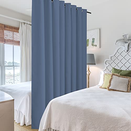 Image of RYB HOME Privacy Room Divider Curtains Blackout Thermal Insulating Soundproof Partitions for Restroom Dorm Apartment Separator Backdrop Home Office, 1 Panel, Stone Blue, W 180 x L 96 inches