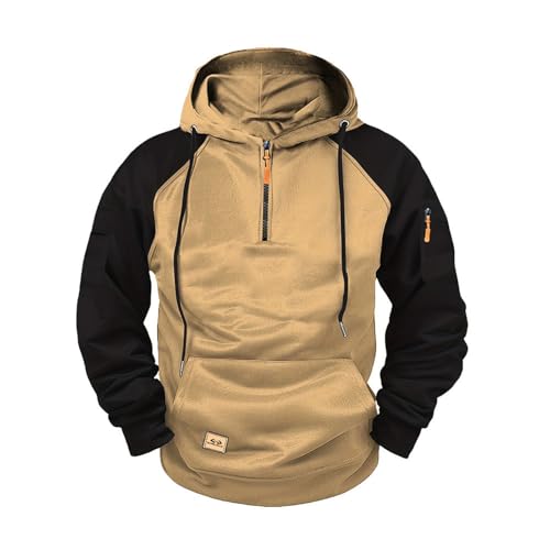 Ymosrh Men's Hoodies, Quarter Zip Long Sleeve Casual Athletic Workout Hooded Sweatshirt Pullover, M-3XL