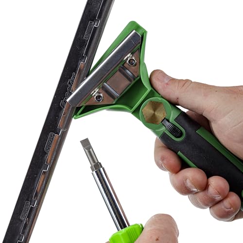 Image of Unger Commercial ErgoTec SwivelLoc Squeegee Handle, 0 Angle, Green /Black, Case of 5 - Ergonomic Swivel Handle for Low Window Cleaning LS000
