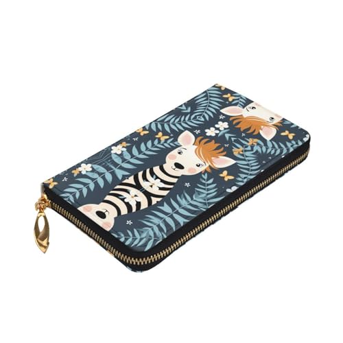zebra print printing Women's leather long handheld wallet large capacity credit card zipper bag3