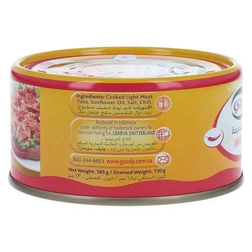 لحم تونة خفيف بالفلفل الحار من جودي، 185 جرام