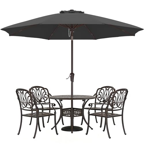 ABCCANOPY 11FT Patio Umbrella, Outdoor Waterproof Table Umbrella with Push Button Tilt and Crank, 8 Ribs UV Protection Pool Umbrella for Garden, Lawn, Deck & Backyard (Dark Gray)