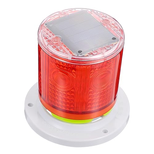 Holibanna 1pc Solar Powered Strobe Light Red Flashing Signal Lamp Flange Base for Construction and Light Control Function Easy Installation