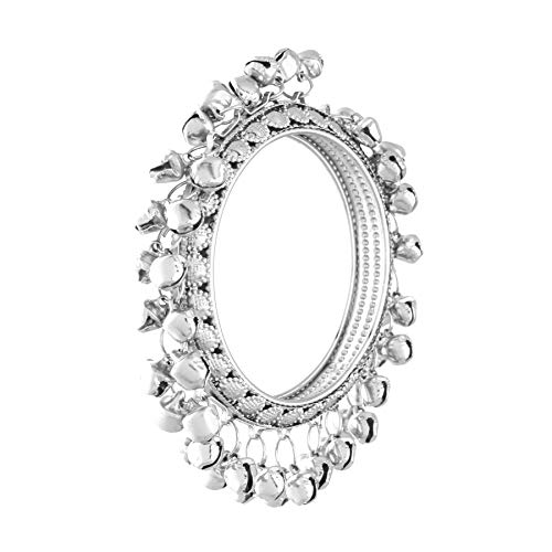Image of I Jewels Silver Plated Handcrafted Bangles /Kada Embellished with Ghungroo (ADB427S) (Pack of 2)