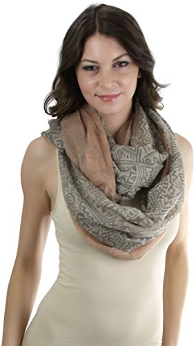 ToBeInStyle Women's Tribal Print Infinity Scarf with Two Tone Border