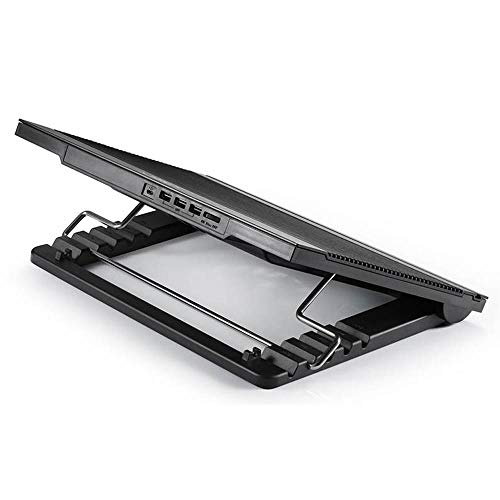 N9 Laptop Cooler, Aluminum Panel, 180Mm Fan With Adjustable Speed, 6 Adjustable Angles, 4 Usb Ports, 2 Anti-Slip Baffles With Adjustable Distance, Support Up To 17" #TOP6