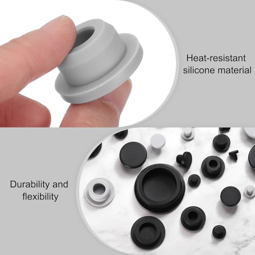 Image of uxcell 30 Pcs Hole Plugs, Heat Resistant Silicone Flush Type Fastener Hole Cover Plug for 20mm(13 /16 Inch) Hole, Round Snap Locking Tubing Plug Hole for Furniture Cabinet, Grey