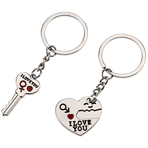 yufana Un Llavero en Forma de corazón,Regalo de Llavero de Pareja Llavero de Corazón Pareja Romántica Llavero,para los Amantes Regalo del Día de Aniversario Cumpleaños(Plata) Cover