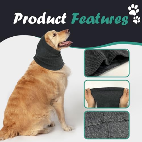UILYNIU 2 Stücke Hund Snood - Ohrenschützer und Halsband, Gehörschutz, Haustier Ohrenklappe Kopfwickel (Grau)