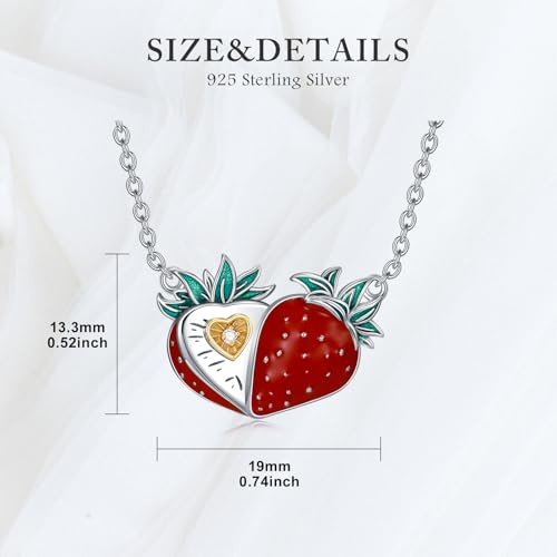 Diamond Strawberry Necklace for Women S925 Sterling Silver Strawberry Pendant Necklace Genuine Diamond Strawberry Jewelry Gifts for Wife Her Mom2
