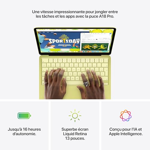 Apple MacBook Neo 13 SSD 8 Go RAM Puce A18 Pro CPU 6 cœurs GPU 5 cœurs Jaune Agrume Touch ID - vue 5