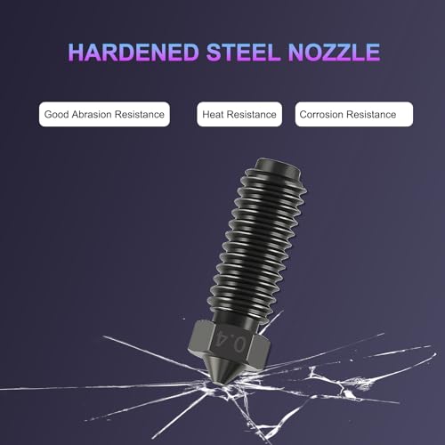 Image of 6PCS 0.4mm Hardened Steel Nozzles for Anycubic Kobra 3 V2 /Kobra 3 /Kobra S1, Extruder Hotend Nozzle Kit with Cleaning Needle, Tweezers and Wrench
