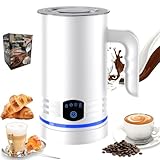Bizcasa Espumador de Leche Eléctrico 4 en 1,Calentador de Leche 430ML,Apagado Automático,Revestimiento Antiadherente,Silencioso,Espuma Fría y Caliente con Leche,Capuchinos,Macchiato,Chocolate Caliente