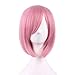 Bopocoko Short Pink Bob Wigs Straight Wig for Women with Bangs 11 Inch BU029PK