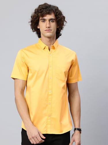 Image of Majestic Man Slim Fit Pure Cotton Half Sleeve Solid Casual Shirt