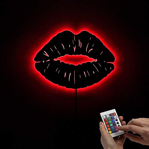 The Geeky Days Hot Lip Led Multi Color Wall Lamp Sign Handmade Color Change Mirror Lamp With Remote Control Light Art Home Sign Décor For Girl Bedroom #TOP5